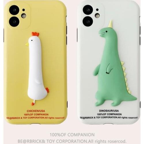 3D Cartoon Animal Chicken Dinosour Creative Soft Case For iPhone 11 12 Pro Max Mini 7 8 Plus XR X XS MAX Cover For Girl Kids Boy