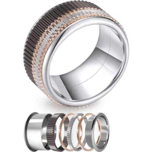 KoaemTitanium Stainless Steel Rings Set For Women Combination Arctic Symphony Band Argent Splicing Wedding Ring Original