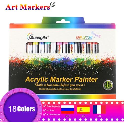 18/24/36Colors 0.7mm Acrylic Paint Marker Pen Set Drawing Pen For Ceramic Rock Glass Porcelain Mug Wood Fabric Canvas Art Marker