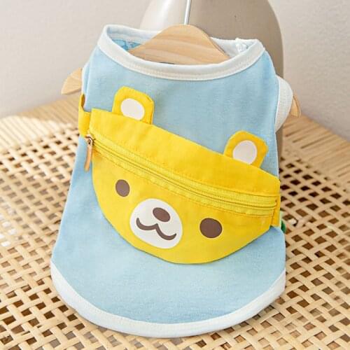 Dog Clothes Spring and Summer Thin Breathable Zipper Bear Bag Vest Puppy Dog Two-legged Cat Small Dog Pet Clothes