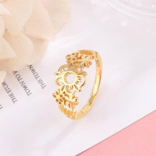 Original design golden flower rings 925 sterling silver ring for women engagement & wedding DIY fine jewelry gifts free shipping