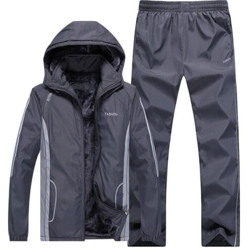Autumn Winter Tracksuits Men Clothing Thicken Warm Jacket + Pants Suit Sportswear Set Running Hoodie Sporting Suits 2 Piece Set