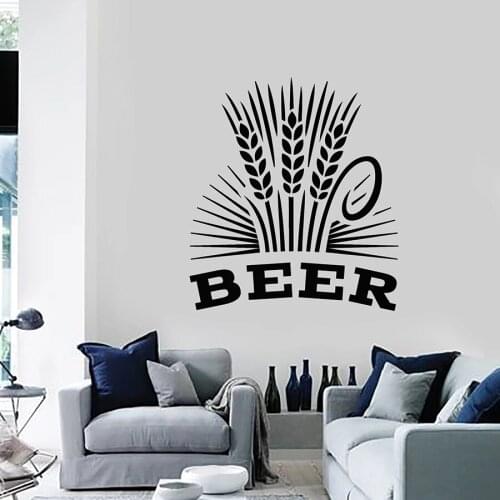 Beer Wall Decal Alcohol Drinking Pub Bar Brewery Foam Mill Wheat Vinyl Window Stickers Interior Decor for Living Room Mural M267