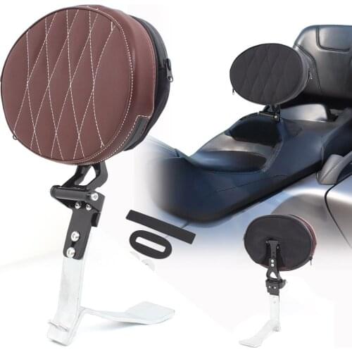Motorcycle Driver Backrest Pad Brown Diamond Rider Backrest Adjustable Storage Pouch For Can-am Can Am 10-19 Spyder RT Seat Part