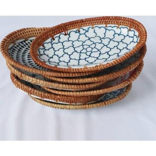 Practical Tableware Unique Japanese Natural Rattan Plates Japanese Sushi Sashimi Plates Sushi Plate Japanese Style Plate
