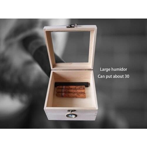 Simple and modern Wood Visible Cigar Case High Capacity Storage Container Smoking Accessories Humidifier birthday Gifts