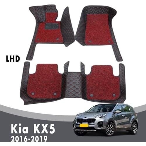 Luxury Custom Car Floor Mats Carpets For Kia KX5 2019 2018 2017 2016 Auto Double Layer Wire Loop Interior Artificial Leather