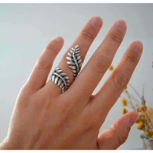 Luxury Bride Metal Big Engagement Ring Charm Trendy Female Leaf Open Ring Dainty Silver Color Adjustable Wedding Rings For Women