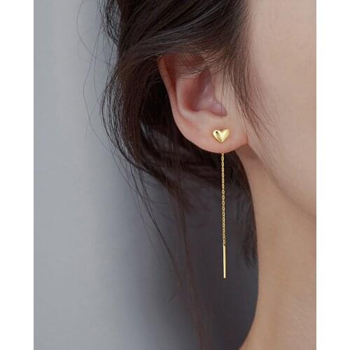 Long Tassel Drop Heart Earrings Silver Gold Color 2021 Fashion Hanging Women Earrings Summer Jewelry Girls Party Gift