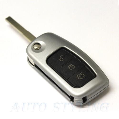 Silver Key Cover Case for Ford Remote Protector Flip Shell Fob 2 3 Button 43s
