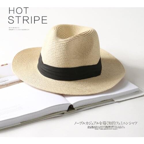 Wide Brim Summer Straw Sun Hats Women Fedora Jazz Cap Panama Hats For Men Straw Beach Cap Couple Sun Visor Hats Chapeu