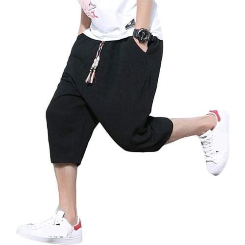 Shanghai Story Mens Linen Cotton Shorts Breathable Wide Leg Summer Lounge Home Casual Beach Pants with Pockets 7 Color