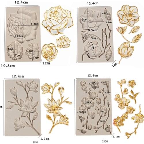 Rose Flower Relief Silicone Fondant Cake Mold Lotus Embossed Chocolate Candy Mould DIY Wedding Cake Decoration Sugarcrafts