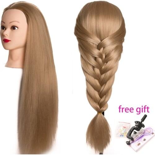 Training Head Synthetic Mannequin Dolls for Hairdressers 65cm hair blonde Hair styles Female Hairdressing Styling