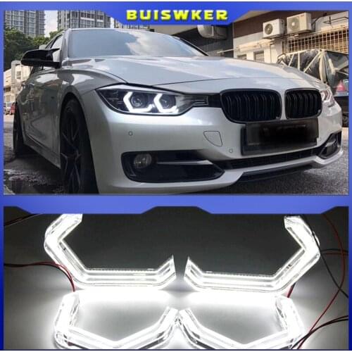 LED Angel Eyes M4 Style Iconic For BMW 2 3 4 Series F30 F31 F32 F34 E90 E60 F10 F80 F82 F83 Xenon/Halogen Lens Headlight DTM DRL
