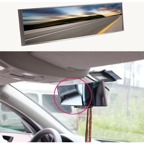 Universal Car Interior Rear View Mirror Panoramic Clip-on Wide Angle Rearview Mirrors Wire Drawing Frame Styling 280mm Wide