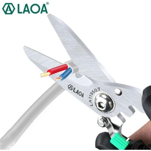 LAOA High Quality Multifunctional Scissors Shears Cutting Leather Wire cutters With safety Lock Stainless Household scissors