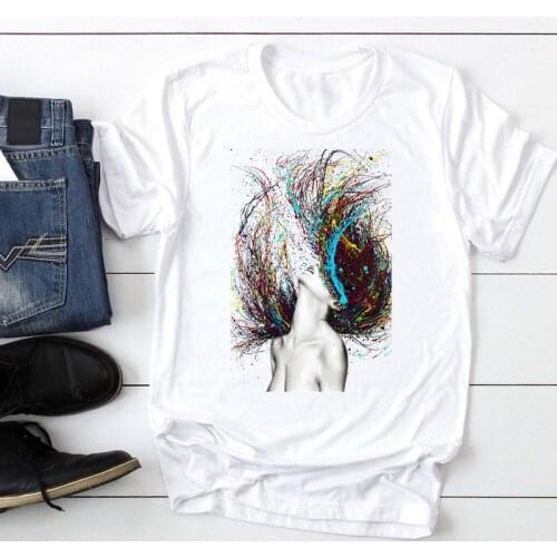 Women Short Sleeve Watercolor Ladies Trend Fashion Cartoon Summer Lady Print Tee Graphic T Top Female Tshirts Clothes T-Shirt