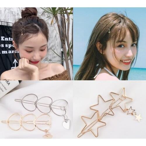 2020 New Fashion Hollow Geometric Hair Clip for Women Elegant Heart Star Circle Metal Barrette Hairpin Big Head Accessories Gift