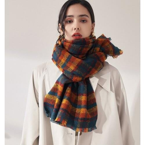 Johnature Plaid Scarf For Women 2021 Autumn Winter New Casual All Match Warm 4 Colors Shawl Scarf Japanese Korean