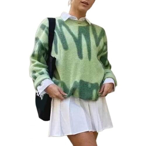 2021 New Women Pullover Sweater Oversized O-neck Long Sleeve Thicken Top Loose Fit Plush Ribbed Cuff Sweater Knitted Pullover