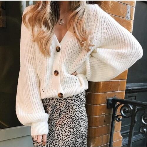 ZOGAA White Cardigan Women Winter 2020 Long Batwing Sleeve Oversized Knitted Sweater Hollow Out Knitwear Korean Style
