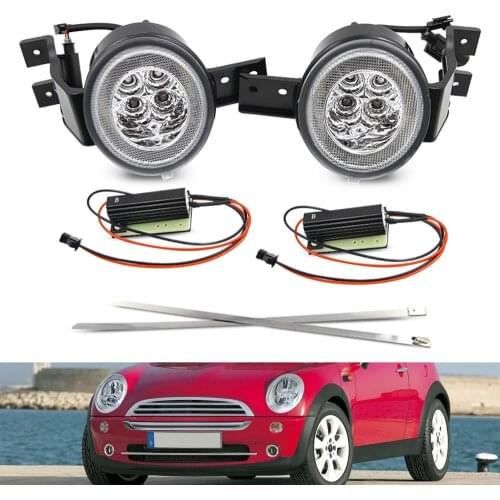2Pcs For Mini Cooper R50 R53 2002-2006 Hatchback R52 2004-2008 Convertible Led Amber Turn Signal Lamps White Drl Position Light