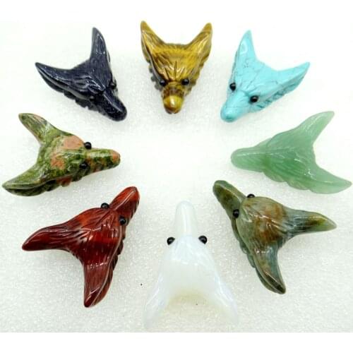 Natural stone pendant Quartz Crystal tiger eye Hand carved Wolf Head shape Pendant for diy jewelry making necklac Accessorie 2pc