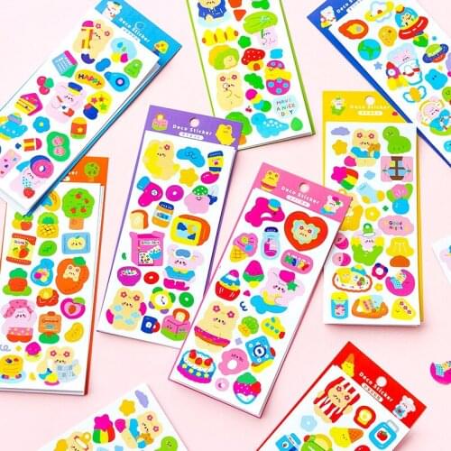3Pcs/Cute Bear Series Cartoon Color Sticker Sticker Decorative Sticker Korea ins Stationery Label Album Gift Sticker