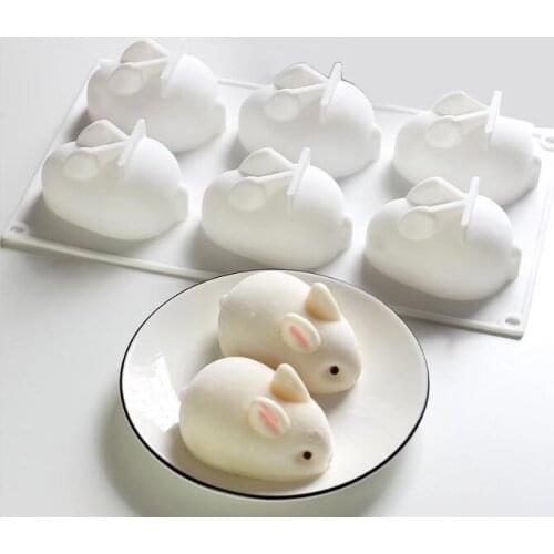 3D Rabbit Easter Bunny Silicone Mold Mousse Dessert Mold Cake Decorating Tools Jelly Baking Candy Chocolate Ice Cream Mould