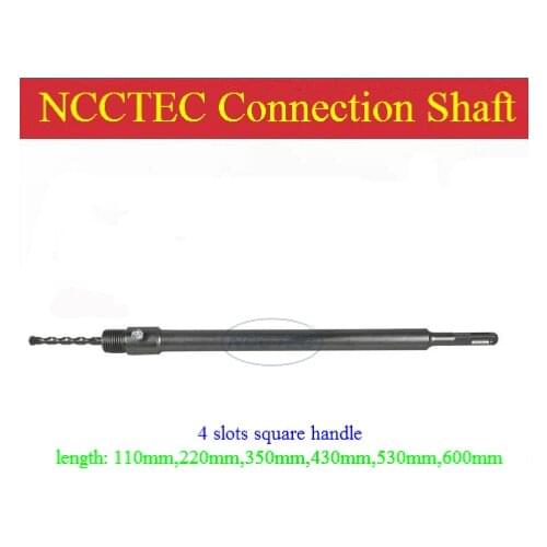 [4 slots square handle] 110mm 4.4'' long connection pole shaft NCP1104S for wall core drill bits | FREE shipping with FREE gift