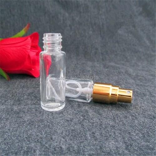 5ml Refillable Glass Essential Oil Bottle Perfume Atomizer Spray Bottle Glass Bottle with gold cap F672