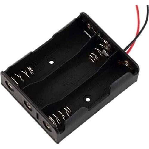 5Pcs/lot Plastic Black 4.5V 3 AA Battery Case Holder with Black Red Wire Leads