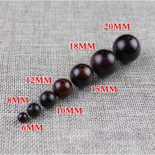 50pcs/lot Rosewood Round Wood Beads 6 8 10 12 15 18 20mm Pick Size Buddhism Ornament Accessories Wooden Charms For DIY Jewelry