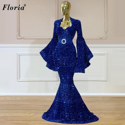 6 Colors Prom Dresses Long Sleeves Mermaid Cocktail Dresses For Women 2021 Middle East Evening Gowns With Sashes вечерние платья
