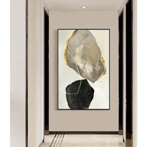 Abstract Yellow And Black Blocks Canvas Painting Fashion Poster Print Strange Thing Wall Art For Living Room Cuadros Home Décor
