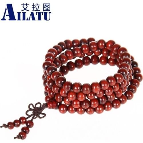 Ailatu Free Shipping 8mm 108 Buddhist Wood Mala Prayer Beads Rosary Bracelets