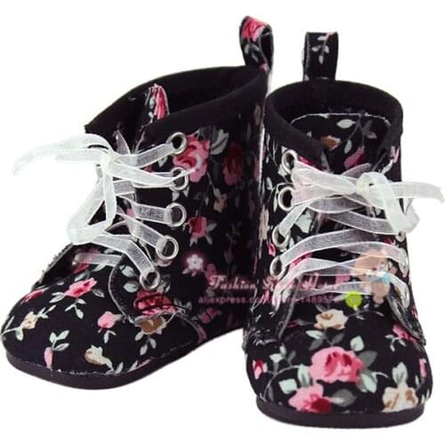 Doll accessories ,Black flower shoes fit for baby 43cm Doll Clothes Children bes t Birthday Gift