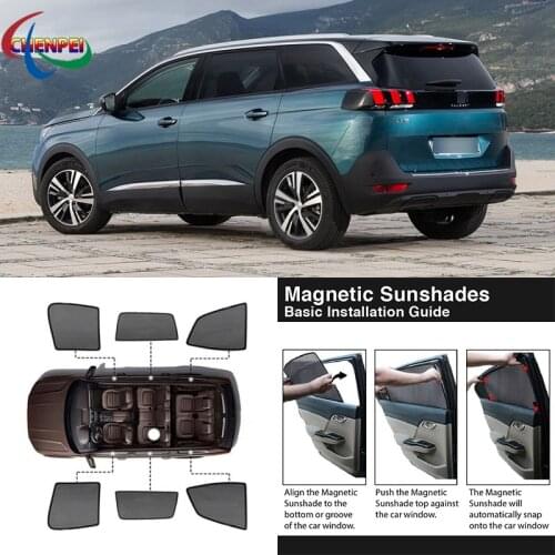 For Peugeot 5008 2017 Car Full Side Windows Magnetic Sun Shade UV Protection Ray Blocking Mesh Visor Car Decoration Accessories