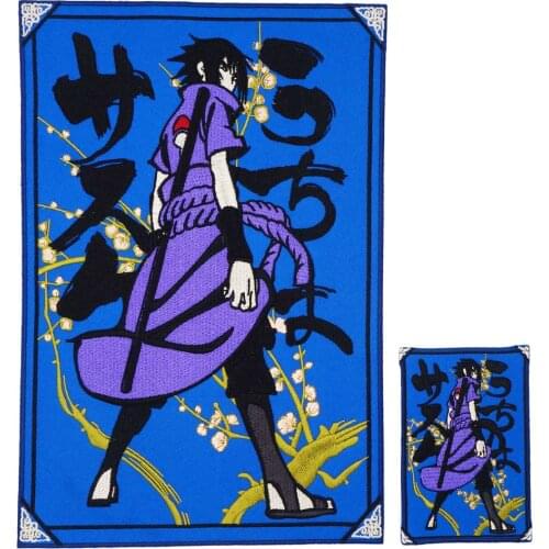 Large Sasuke Patch Embroidered IRON ON BACKING Applique Sewing Label punk Clothes Stickers Apparel Accessories Badge