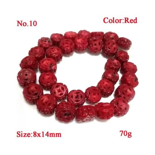 16 inches 8x14mm Red Flat Hollow out Flower Shaped Handmade Carved Natural Coral Beads Loose Strand