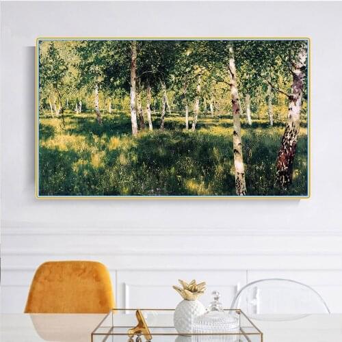Citon Levitan Isaak Iliich《Birch Grove》Canvas Oil Painting Artwork Poster Picture Modern Wall Decor Home Living room Decoration