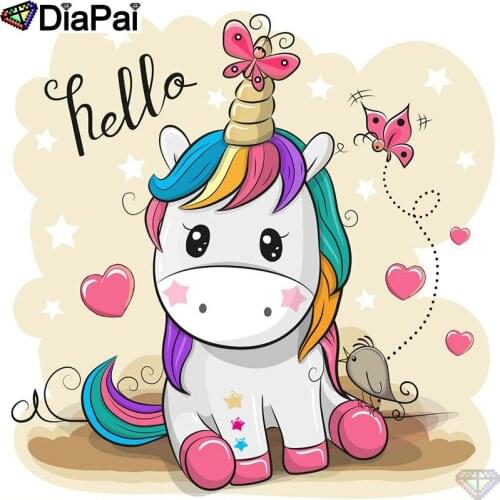 DiaPai 5D DIY Diamond Painting 100% Full Square/Round Drill "Cartoon unicorn" Diamond Embroidery Cross Stitch 3D Decor A21730