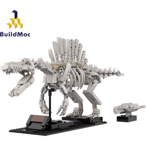 Buildmoc City Museum 3d Spinosaurus Skeleton Sea Turtle Dinosaur Fossil Jurassic Parks Dinosaur Children Toy Building Block Gift