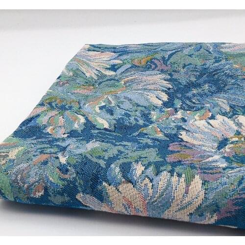 Retro Cotton Flower Jacquard Canvas Fabric Thick Anti Abrasion For DIY Sewing Dress Coat Pillowcase Home Textiles Tissu100X145cm