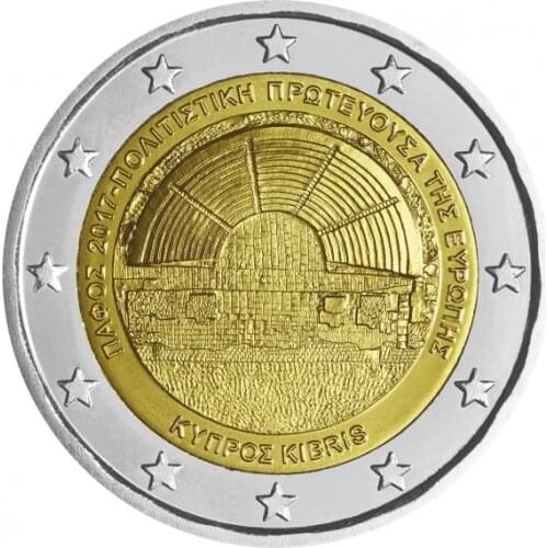 Cyprus 2017 European Capital of Culture Paphos 2 Euro Real Original Coins True Euro Collection Commemorative Coin Unc