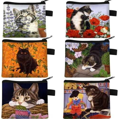 Shorthair Cat Print Coin Purse Girl Like Cute Cat Coin Bag Woman Shopping Storage Bags Wallet Credit Card Bag Gift