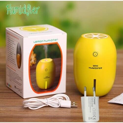 Creative Lemon Colorful Led Light Essential Oil Aroma Diffuser USB Ultrasonic Humidifier With Charging head