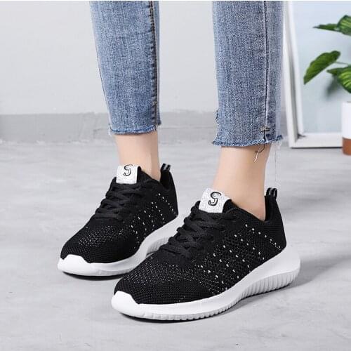 New Summer Sneakers Women Shoes Flats Casual Ladies Shoes Lace-Up Mesh Light Breathable Female Zapatillas De Deporte Para Mujer