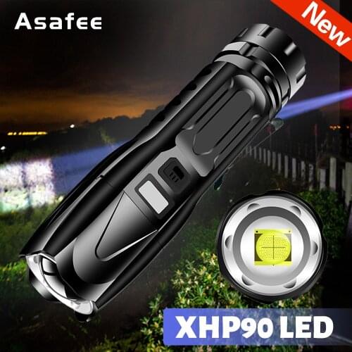 Powerful XHP90 LED Flashlight Lamp Zoom Torch USB Rechargeable XHP90 Tactical Light Camping Hunting Lamp Flash Light Torch Lamp